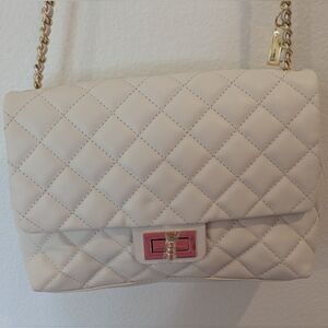 G by Giuliana Black Label Quilted Lamb Leather Crossbody - Off White
